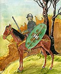A Celtic horseman from the first century BCE illustrated by Khaerr