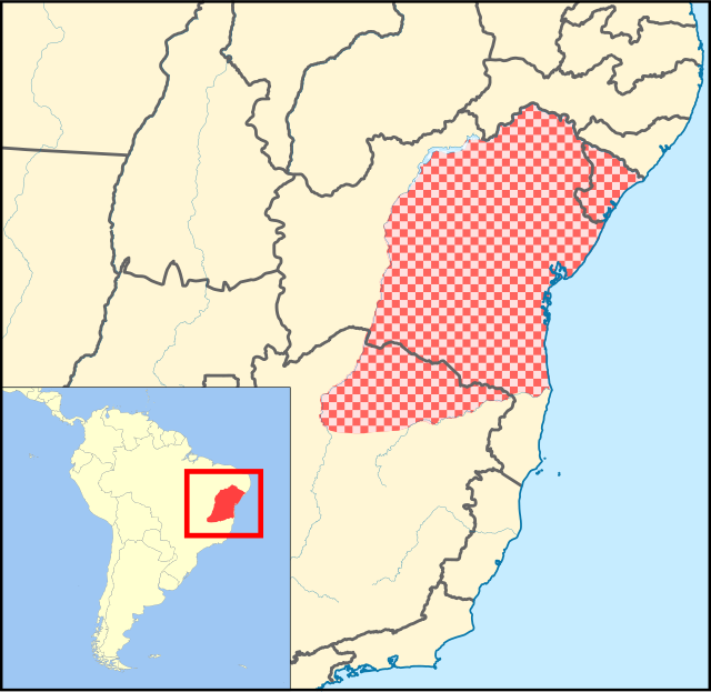 Distribuição geográfica do macaco-prego-do-peito-amarelo