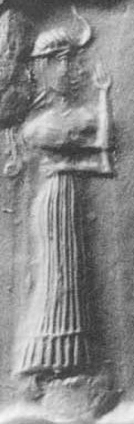 Ninshubur depicted in a cylinder seal impression (c. 2334-2154 BC)