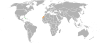 Location map for Cuba and the Sahrawi Arab Democratic Republic.