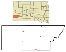 Custer County South Dakota Incorporated und Unincorporated Gebiete Buffalo Gap Highlighted.svg