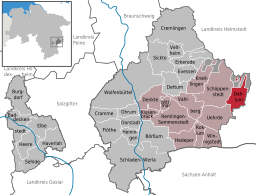 Läget för kommunen Dahlum i Landkreis Wolfenbüttel