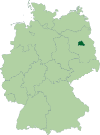 Map of Germany:Position of Berlin highlighted