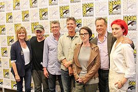 ‎Dig, 2014 US television show, panel - writer Carol Barbee, co-creator Gideon Raff, producer Richard Rothstein, co-creator Tim Kring, director S.J. Clarkson, David Costabile, and Alison Sudol