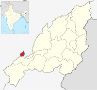 मानचित्र जिसमें दीमापुर ज़िला Dimapur district हाइलाइटेड है