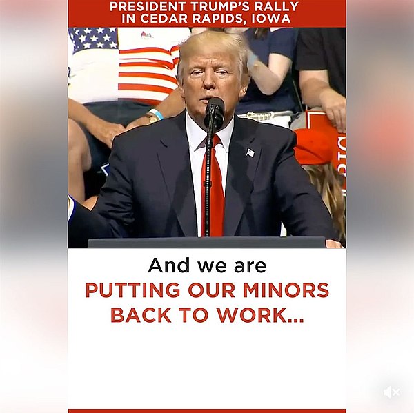 File:Donald Trump "Putting our MINORS back to work" (cropped2).jpg