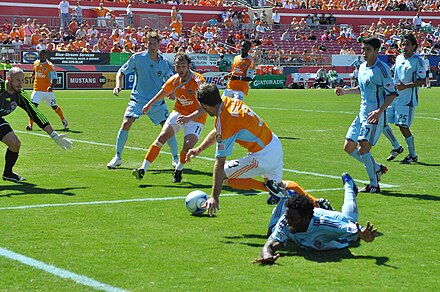 The Rapids (in pale blue) in action against Houston Dynamo in 2009