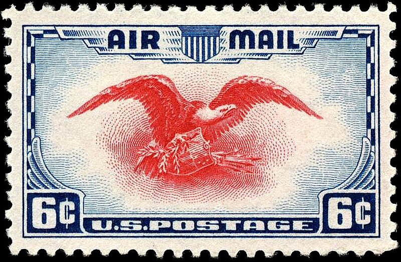 File:Eagle&Shield US Airmail 6c 1938 issue.JPG