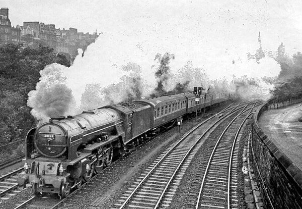 Aberdeen express leaving Edinburgh Waverley in 1957