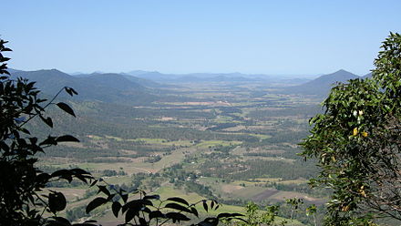 View from the Eungella 'Sky Window' looking east down the Pioneer Valley
