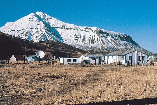 An area in the city of False Pass, Alaska, looking north.