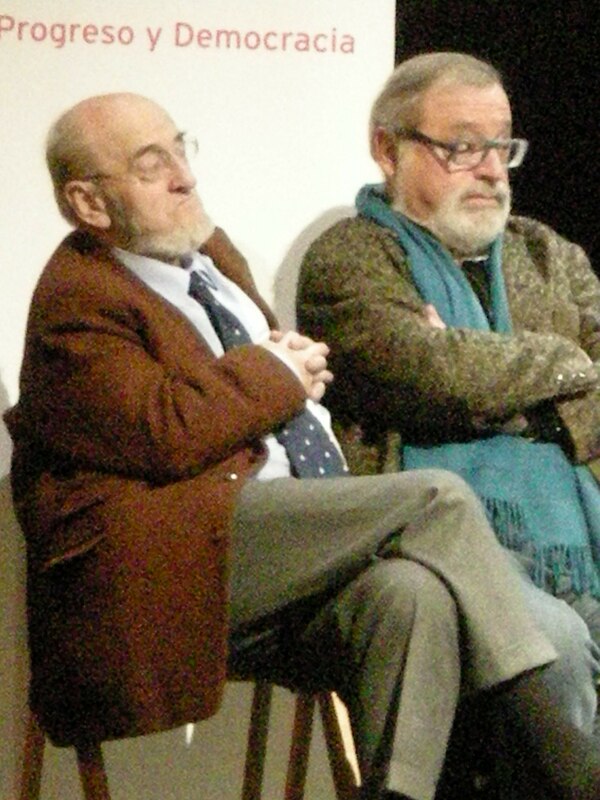 Álvaro Pombo (left) and Fernando Savater at a party meeting