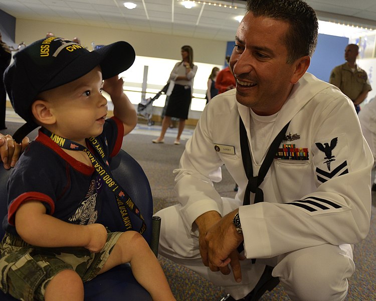 File:Flickr - Official U.S. Navy Imagery - A Sailor gives a boy a Navy ball cap at the Children's Hospital in Boston as part of Caps for Kids during Boston Navy Week..jpg