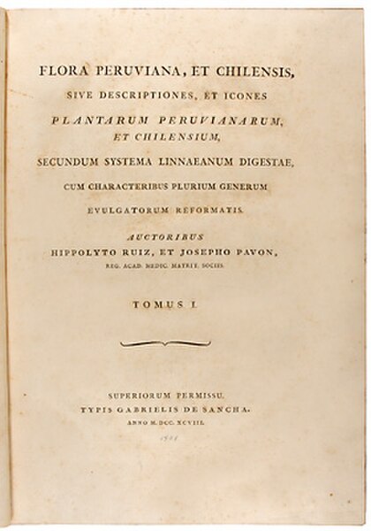 Title page, Flora Peruviana, et Chilensis