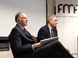 Frans Rautenbach (left) and Daniel J. Mitchell (right) speaking at the FMF on the Rule of Law on 14 November 2018. Frans Rautenbach and Daniel Mitchell at the Free Market Foundation.jpg