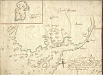 Isaac van Geelkerck, en holländsk militäringenjör och kartograf i dansk-norsk tjänst, har på en karta över Göta älvs mynning tecknat de tillfälliga svenska befästningarna på Kyrkogårdsholmen i övre vänstra hörnet, cirka 1650. Delar av Hisingen tillhörde Norge fram till 1658.