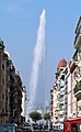 Genève. Le jet d'eau au bout de la rue du XXXI Décembre.