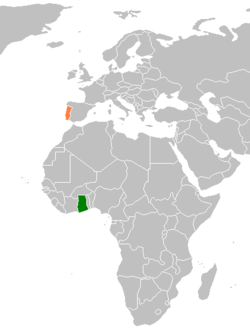 Location of Ghana and Portugal