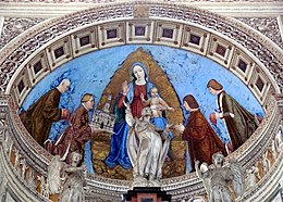 Ambrogio Bergognone, el duque Gian Galeazzo Visconti dona la Cartuja a la Virgen.
