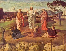 Giovanni Bellini, Transfiguración de Cristo (1480). Óleo sobre tabla, 116 x 154 cm