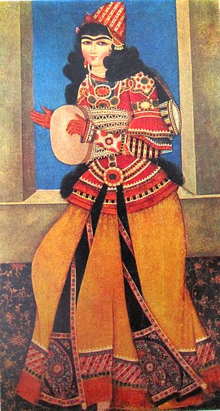 File:Girl with tambourine (Qajar art, Art Museum of Georgia).jpg