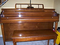 A spinet piano manufactured by Gulbransen