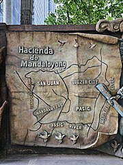 A map of the Hacienda de Mandaloyong depicted on the mural at Ortigas Park Hacienda de Mandaluyong Map.jpg