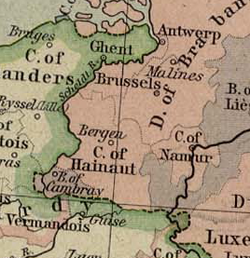 Namur és Hainaut-i Grófságok területe 1477-ben