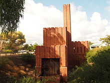 The Hindmarsh Incinerator in Josiah Mitton Reserve, pictured facing southeast, was designed by Walter Burley Griffin in 1935. Hindmarsh Incinerator.JPG
