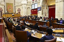 Grote vergaderzaal van het parlement van Andalusië.