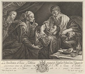 Isaac bénissant Jacob, feuille: 31 × 35,8 cm, Metropolitan Museum of Art, New York .
