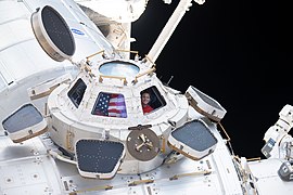 NASA astronotu ve Expedition 68 Uçuş Mühendisi Nicole Mann, Uluslararası Uzay İstasyonu'nun "dünyaya açılan penceresi" kubbedeki yedi pencereden birinden bakarken