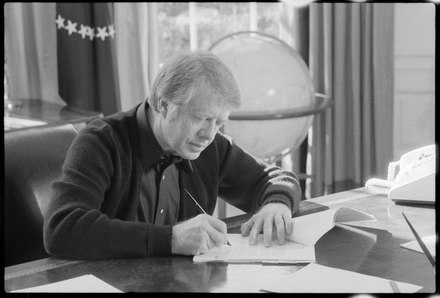 President Carter in a sweater