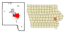 Johnson County Iowa Incorporated and Unincorporated areas Iowa City Highlighted.svg