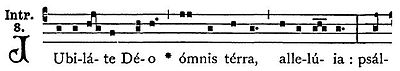 The introit Jubilate Deo, from which Jubilate Sunday gets its name, is in Mode 8. JubilateDeoIntroit.jpg