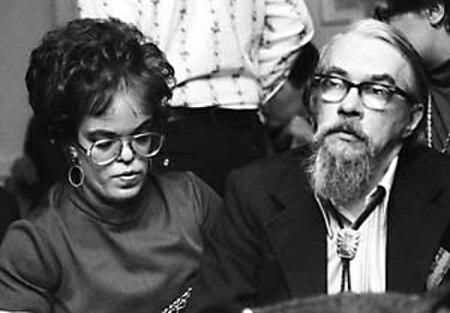 Judy Lynn and Lester Del Rey at Minicon 8 (1974).jpg