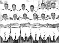 שלמה אראל (שלישי משמאל ביושבים) עם קצינים בכירים מחיל הים בהכנה לקורס פיקוד ומטה, אוקטובר 1957.[א]