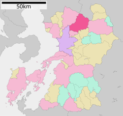 Location of Kikuchi in Kumamoto Prefecture