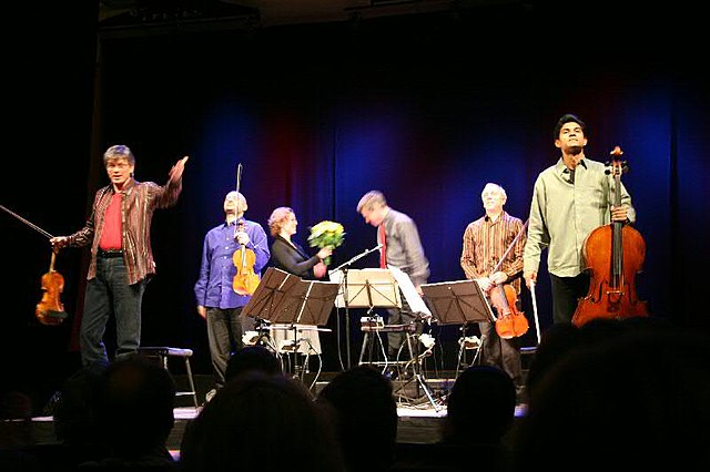 Greeting the audience after a 2005 performance