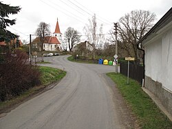 The church of Saint Wenceslas behind the crossroads