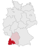 Lag vum Regierigsbezirk Friburg in Dytschland