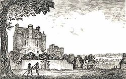 Lauriston Castle as it appeared in 1775, before the 1827 addition by William Burn. Lauriston Castle 1775.jpg