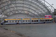 Triebwagen 1002 zur Präsentation auf dem Leipziger Messegelände