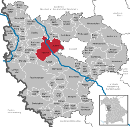 Läget för Leutershausen i Landkreis Ansbach