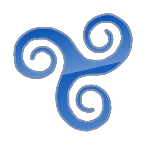 Trisquel GNU/Linux (software) logo. A blue triskelion.