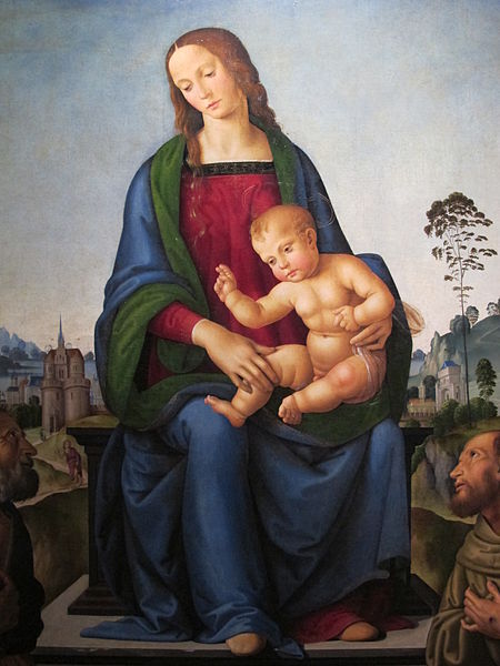 File:Lorenzo di credi (bottega) e pittore nordico, madonna col bambino e santi, 1500-10 ca., da s. pietro al terreno a brollo 02.JPG