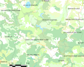 Mapa obce Saint-Cirgues-en-Montagne