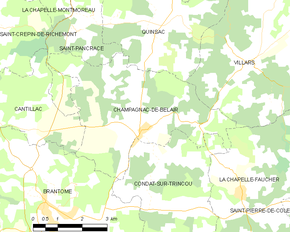 Poziția localității Champagnac-de-Belair