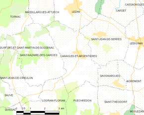 Poziția localității Canaules-et-Argentières