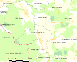 Mapa obce Beurey-sur-Saulx
